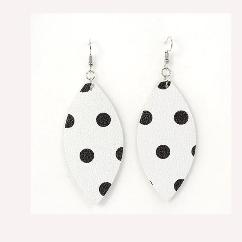White black dot Новые ювелирные изделия леопардовые серьги черная Зебра висячие серьги с рисунком Висячие серьги для женщин ювелирные изделия белые черные большие серьги P23 - Окраска металла: White black dot