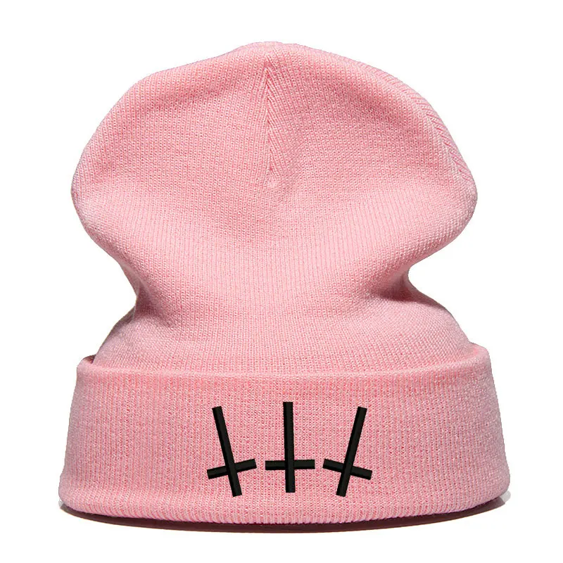 Beanie шляпа Skullie шапка, вязаная шапка-носок зима-осень вышивка в стиле панк Для мужчин Для женщин подростков уличных танцев забавные по заказу покупателя хип-хоп-крест