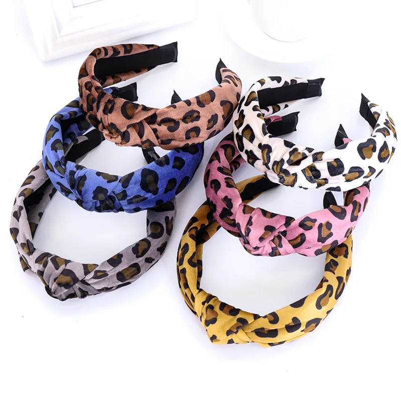 

Fashion Cross Velvet Hairbands For Women Wide Leopard Head Band Female Bezel Hair Hoop Girls Hair Accessories Vintage Headband