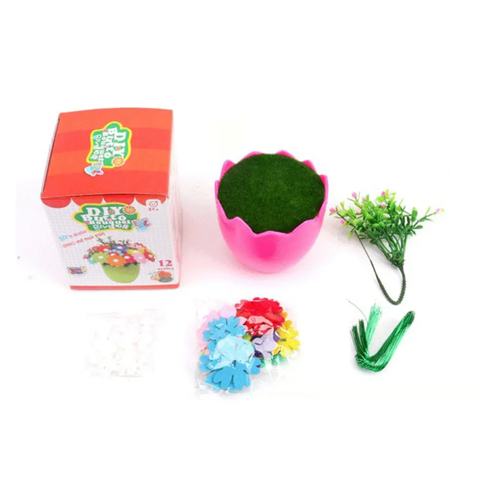 

Buttons Flower Bouquet Craft Flower Vase Arts And Craft Kit Colorful Button Art Felt Flower Toy DIY Kit For Kids