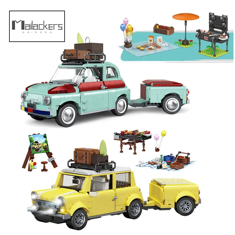 

Mailackers Technical Tourist Picnic Car Trailer Tractor DIY Building Blocks Transport Children's Educational Bricks Toys Gifts