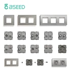 Детали для розетки компьютера Bseed, розетка для компьютера сделай сам, USB, ТВ, со стеклянной рамой, серого цвета, для домашнего ремонта, стандарт ЕС