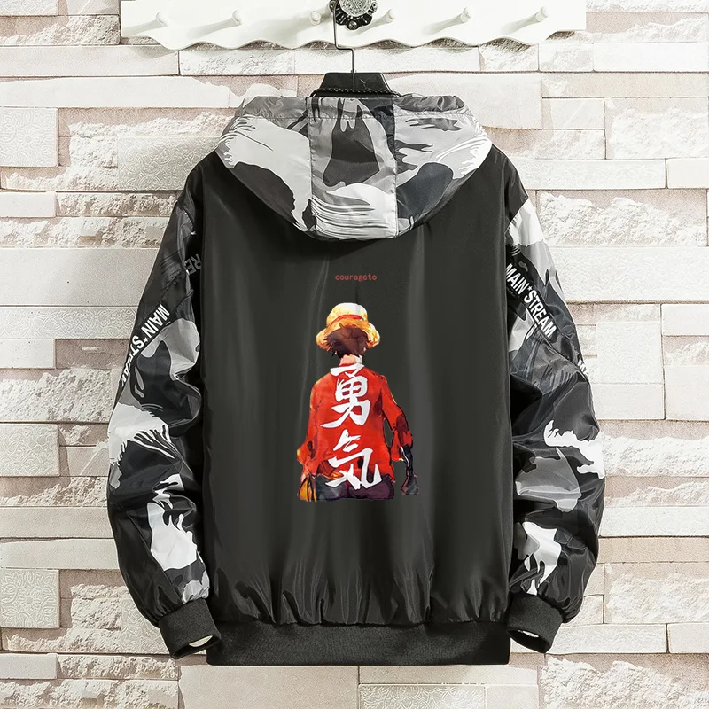 

"Мужская куртка Luffy, модная ветровка в стиле хип-хоп, повседневная куртка с капюшоном, уличная одежда Harajuku, пальто для мужчин и женщин, Свобод...