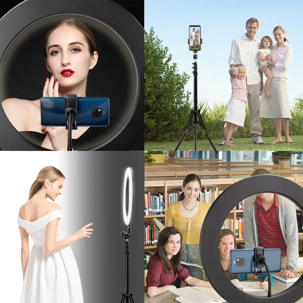 

LED Ring Light 26cm Selfie Light Ring Lamp Video Ringlight with Tripod / phone holder/ Storage Bag / Bluetooth Remote Control