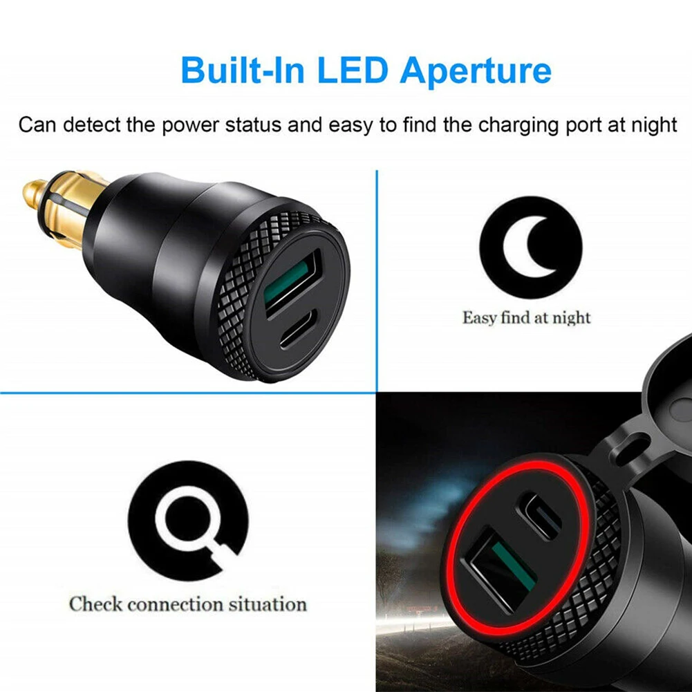 

Waterproof Type C + USB Power Socket Charger for BMW Motorcycle DIN Plug Adapter