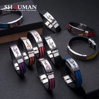 shouman fashion anime cartoon flame silicone mens bracelet multi color stainless steel bracelet jewelry for best friends