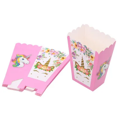 

6pcs/lot Pink Unicorn Popcorn Box Packaging Bags Box For Things Birthday Wedding Gift Anniversaire Candy Box For Things