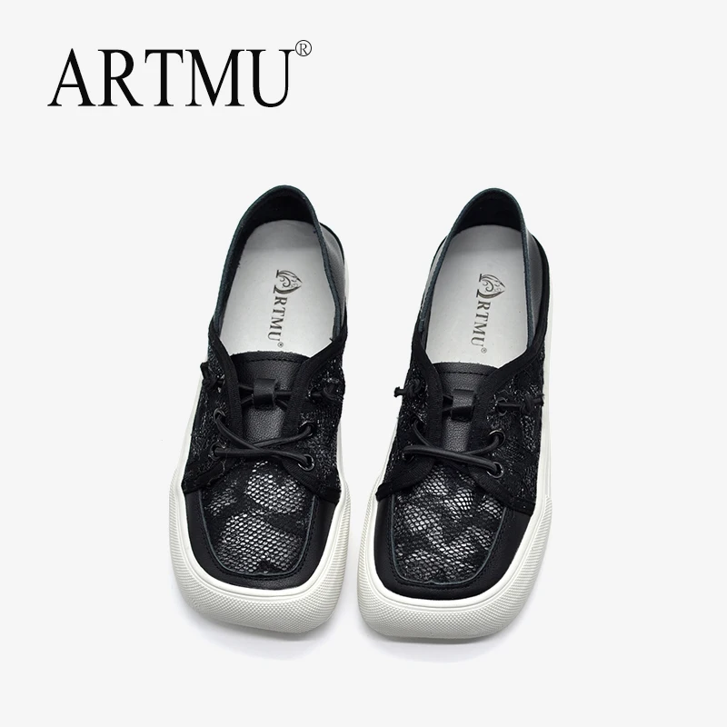 Фото Туфли сетчатые Artmu белые дышащие на плоской подошве для ношения двумя способами