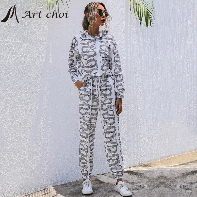Chinese style Women Print Tracksuit Suit 2 Pieces Sets Hoodies Sweatshirt Sport Pants Sweat Suits Casual Outfits Lady Sportswear