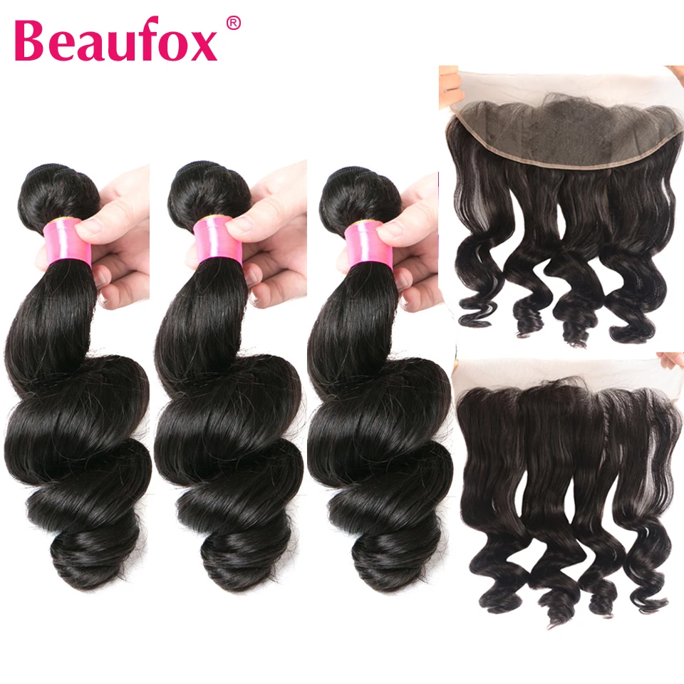 Beaufox перуанские свободные волнистые 3 пучка с фронтальным ухом к уху Кружева