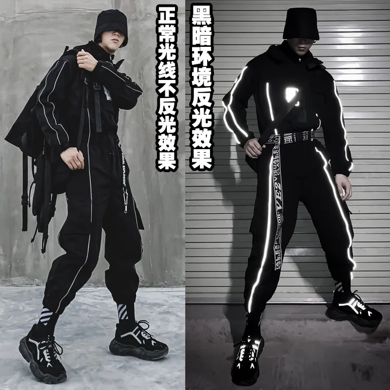 Осенне-зимняя утепленная толстовка с капюшоном сиамский комплект 3м Reflective Для мужчин, комплект спортивной одежды, оригинальные туфли в стиле хип-хоп, штаны+ футболка