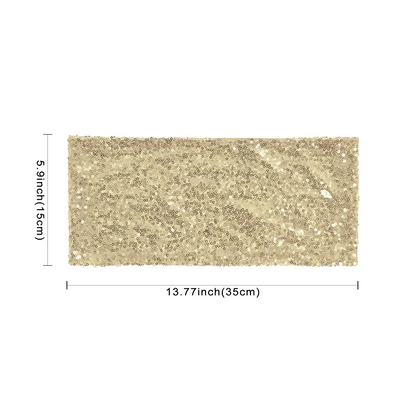 Champagne gold 34x15 см роскошный бронзированный Блестящий стул с блестками, пояс для стула, бант, ремешок, воротник для свадьбы, отеля, события, чехол для стула для вечеринки, Декор - Цвет: Champagne gold