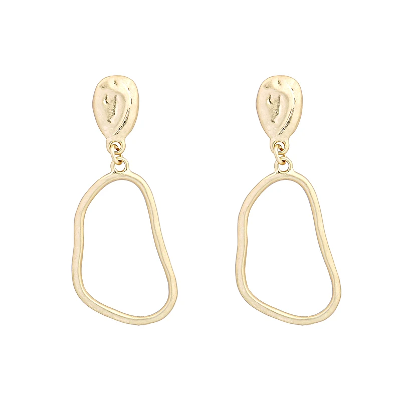 

SJCE-3 New Matte Gold Color Irregular Hoop Earrings for Women Brass Jewelry Designer Minimalist Earrings Geometrical Earrings