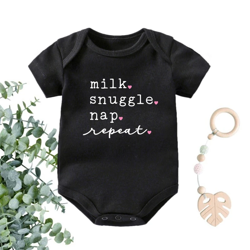 Mono de algod&oacute;n de manga corta para beb&eacute;s y ni&ntilde;as, peleles con estampado de repetici&oacute;n para reci&eacute;n nacidos-2