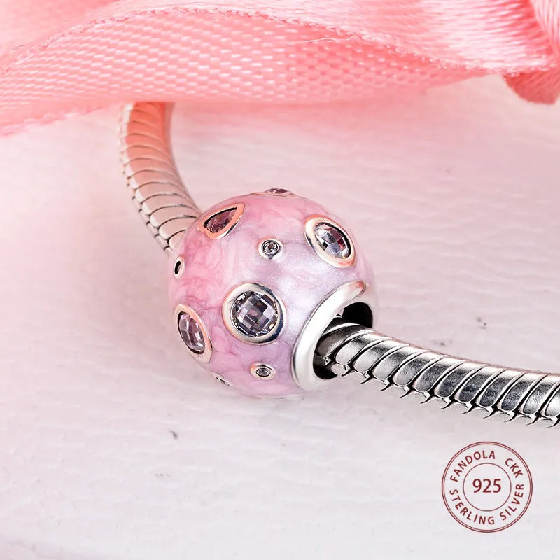 100% 925 пробы серебряные перламутровые Розовые мечты шармы бусины для изготовления