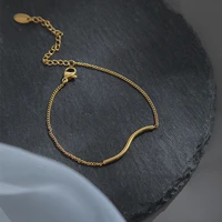 zj unique design minimalist curved shaped s bracelet french elegant tarnish free geometric bangle stainless steel modern jewelry