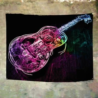 psychedelic guitar poster banner musical instruments flags wall art canvas painting rock music hanging cloth living room decor