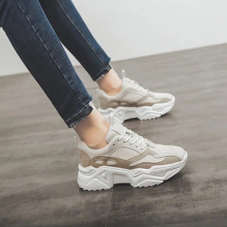 Pantshoes удобные дышащие сетчатые тренажеры, не сужающиеся книзу женские Сникеры на платформе 5 см Повседневная Женская прогулочная обувь