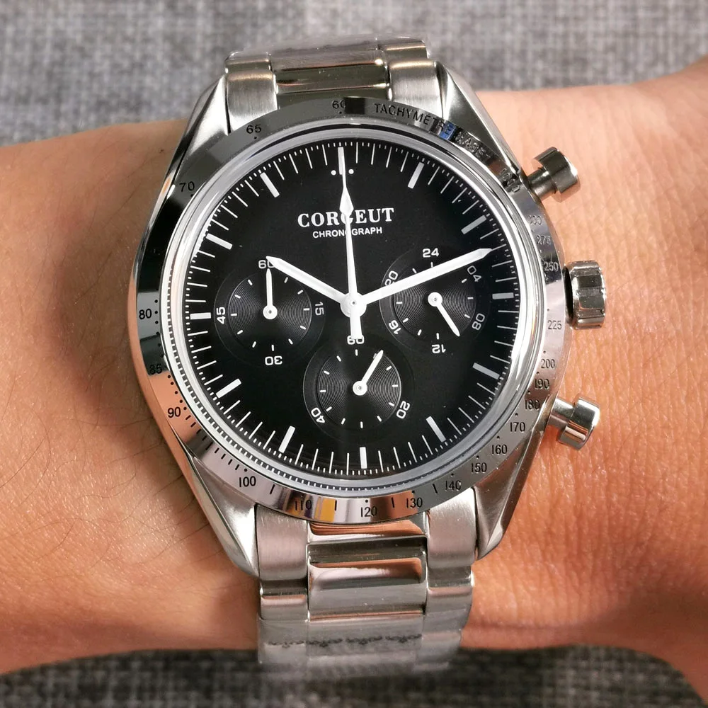 Мужские кварцевые часы с хронографом 40 мм черный/белый/синий/зеленый циферблат