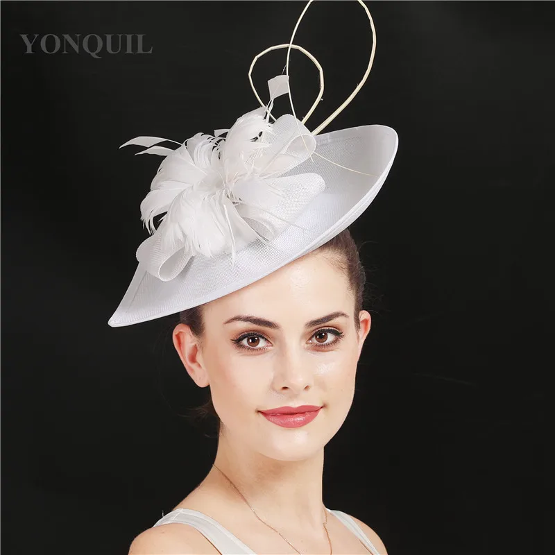 Vintage Army green kenducky derby fascinator hair hats for elegant women wedding church occasion accessories feathers headpieces