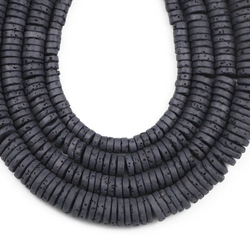 Натуральный черный камень из вулканической лавы бусины 4/6/8 мм плоские круглые