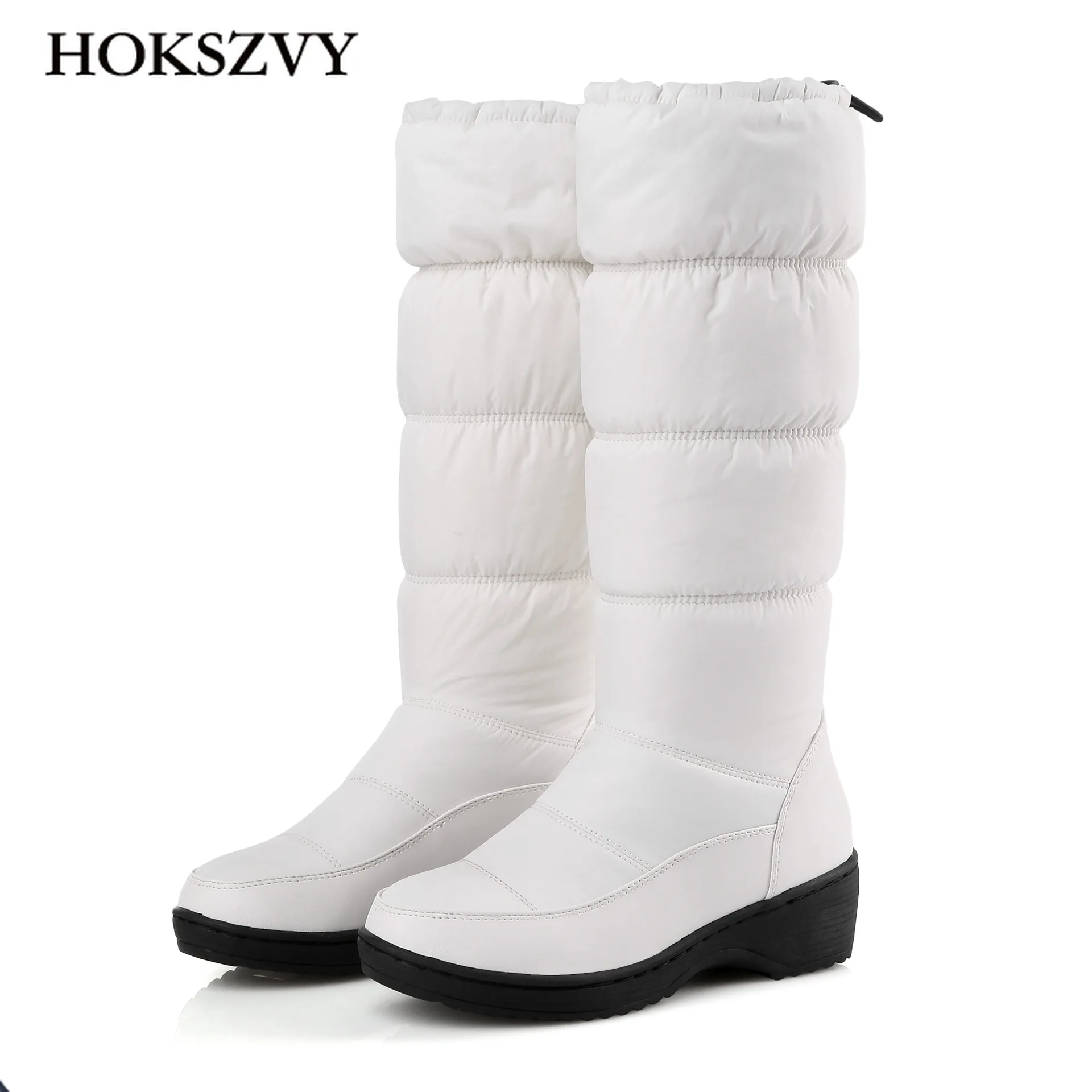 Зимняя женская обувь теплые ботинки на нескользящей подошве белые хлопковые