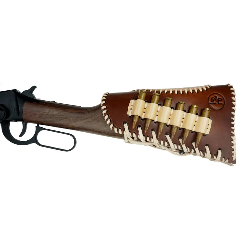 

Left & Right Handed Leather Rifle Buttstock Ammo Cartridge Holder Cheek Rest