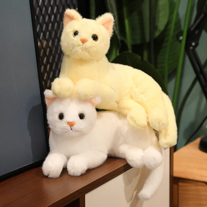 

Cute Simulation Plush Cats Doll Stuffed Lying Cat Doll Toys For Children Kids Birthday Gift Home Decoration Ornaments