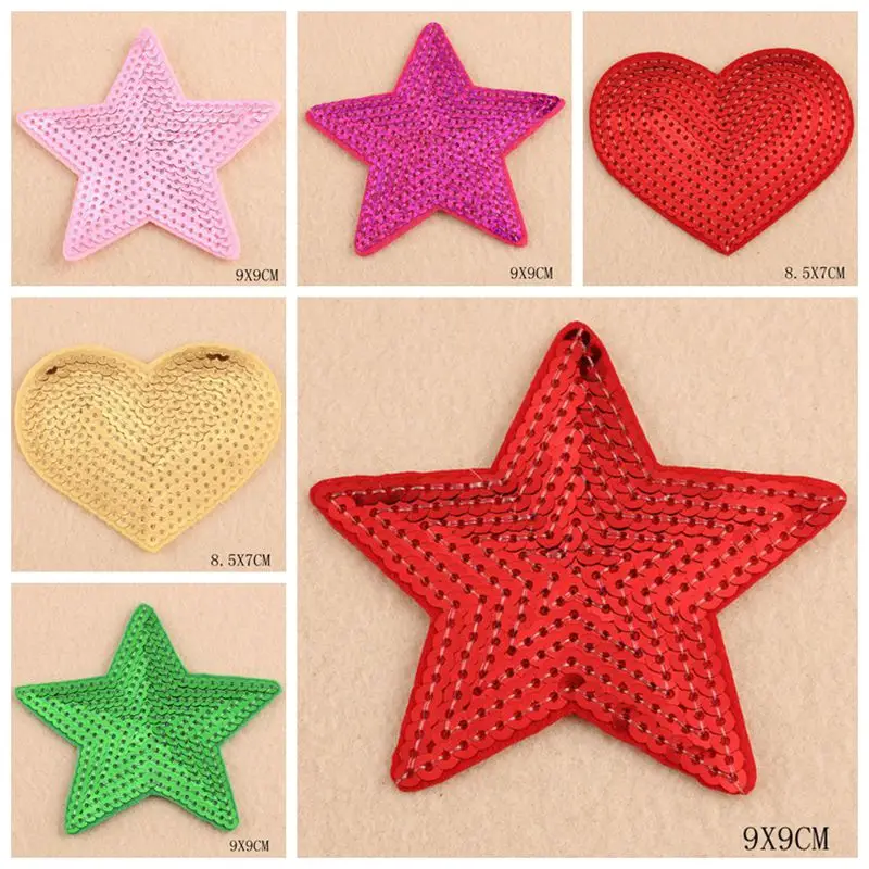 Новинка 3 шт. красные серебряные розовые блестки звезда аппликация для утюга