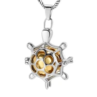 cremation jewelry urn necklace for ashes stainless steel turtle shape with hollow ball urn jewelryonly pendant
