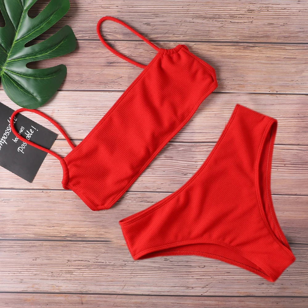 

Sexy Bikini Set Push Up Swimwear Women Thong Bikinis Pure Color Swimsuit Summer Swim Beachwear biquini swimming suit women
