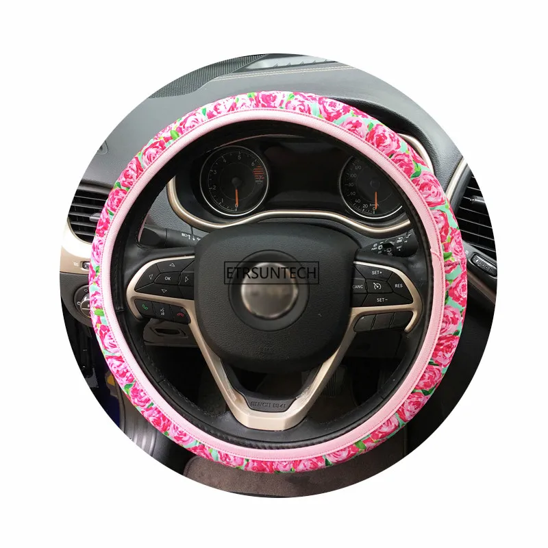 Rose 1 шт ПОДСОЛНУХ кактус Леопард неопреновый автомобильный чехол на руль против скольжения и поглощения пота Авто покрытие на руль - Цвет: Rose