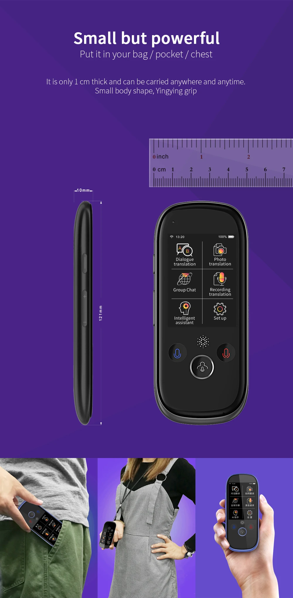 Boeleo K1 Pro фото перевод AI Smart Voice 77 языков в режиме реального времени лицом к лицу wifi 2," TFT 12 МП Многофункциональный переводчик