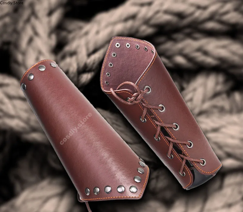 Кожаный армированный браслет унисекс со шнуровкой средневековый Косплей воина