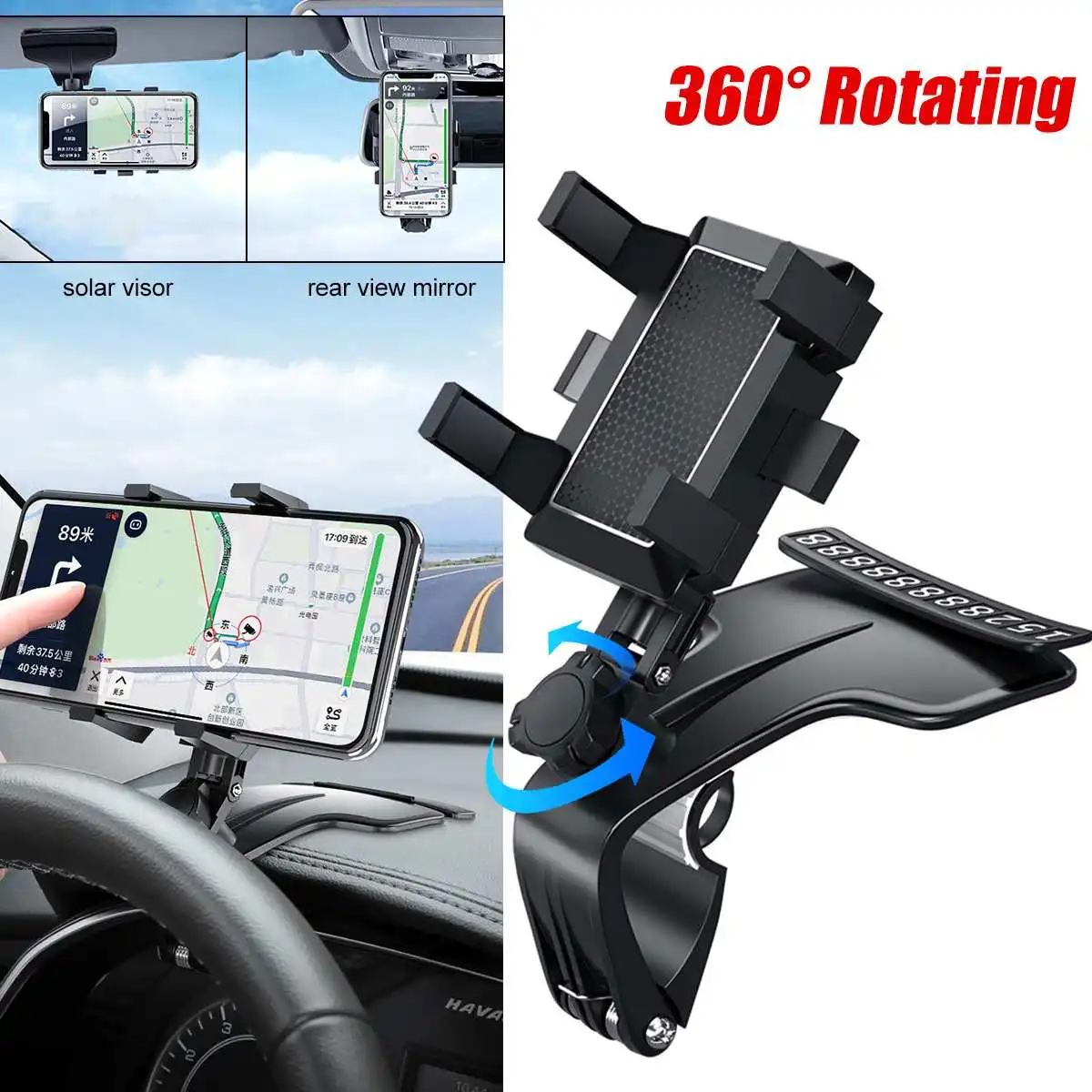 

Car Phone Holder Support Stand 720 Degree Rotation Bracket Universal Car Mobile Phone Holder With Parking Card Automotive Goods