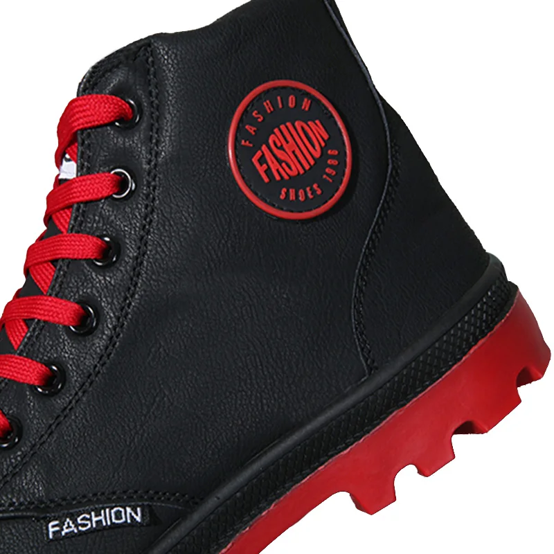 

New 2019 Autumn Early Winter Shoes Men Fashion Boots Soft Leather Footwear Men's Ankle Boots Hard Outsole Black Red Khaki K076
