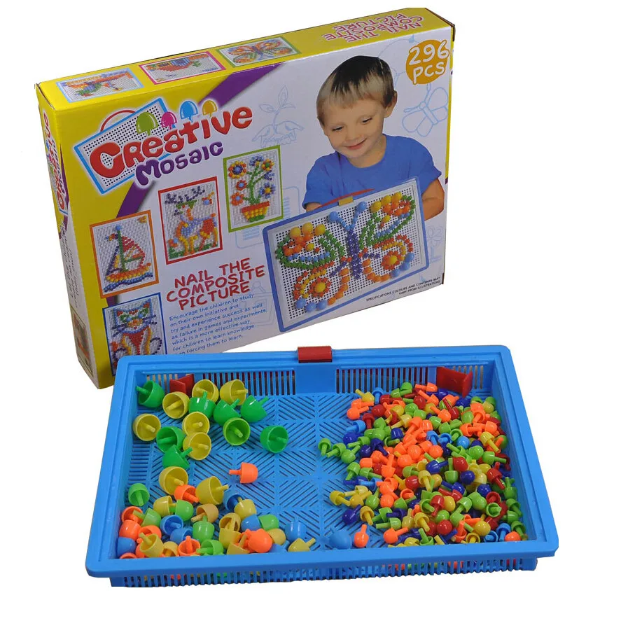 Упакованные в коробку пластиковые 296 зерна Гриб Бусины для ногтей Пазлы умная