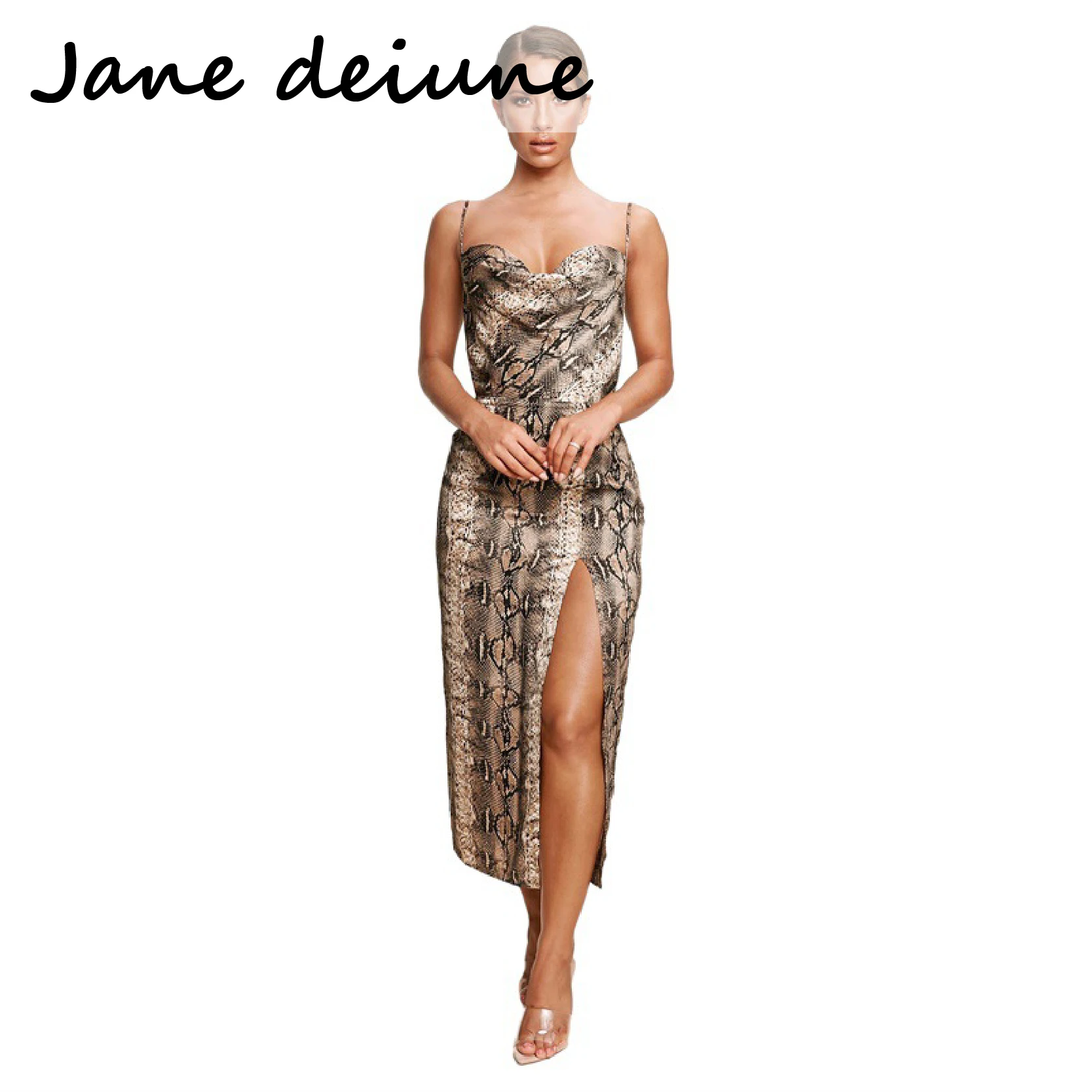 

Jane Deiune 2021 Summer Women Ruffles Lace Chiffon Dress Boho Mini Casual Beach High Split Quarter Sleeve Ladies Party Vestido