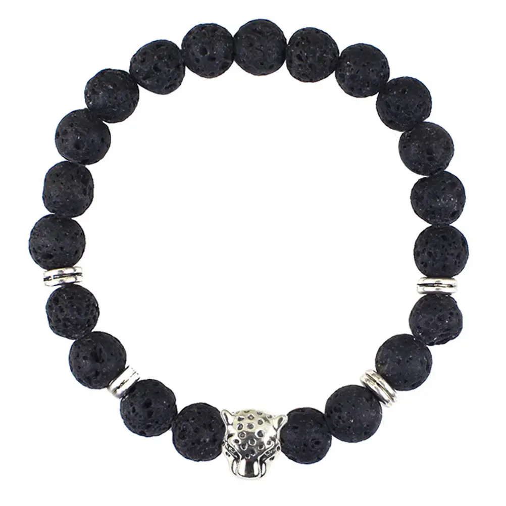 1 шт. черный браслет с бусинами мужской ретро стиль лава камень подарок животное