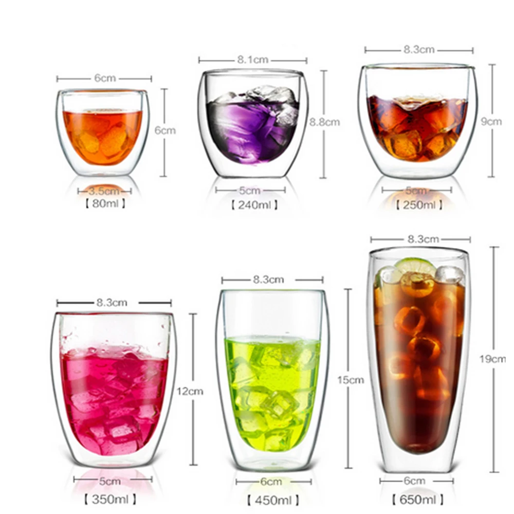 Термостойкая стеклянная чашка для чая с двойными стенками 1 шт. чашки пива