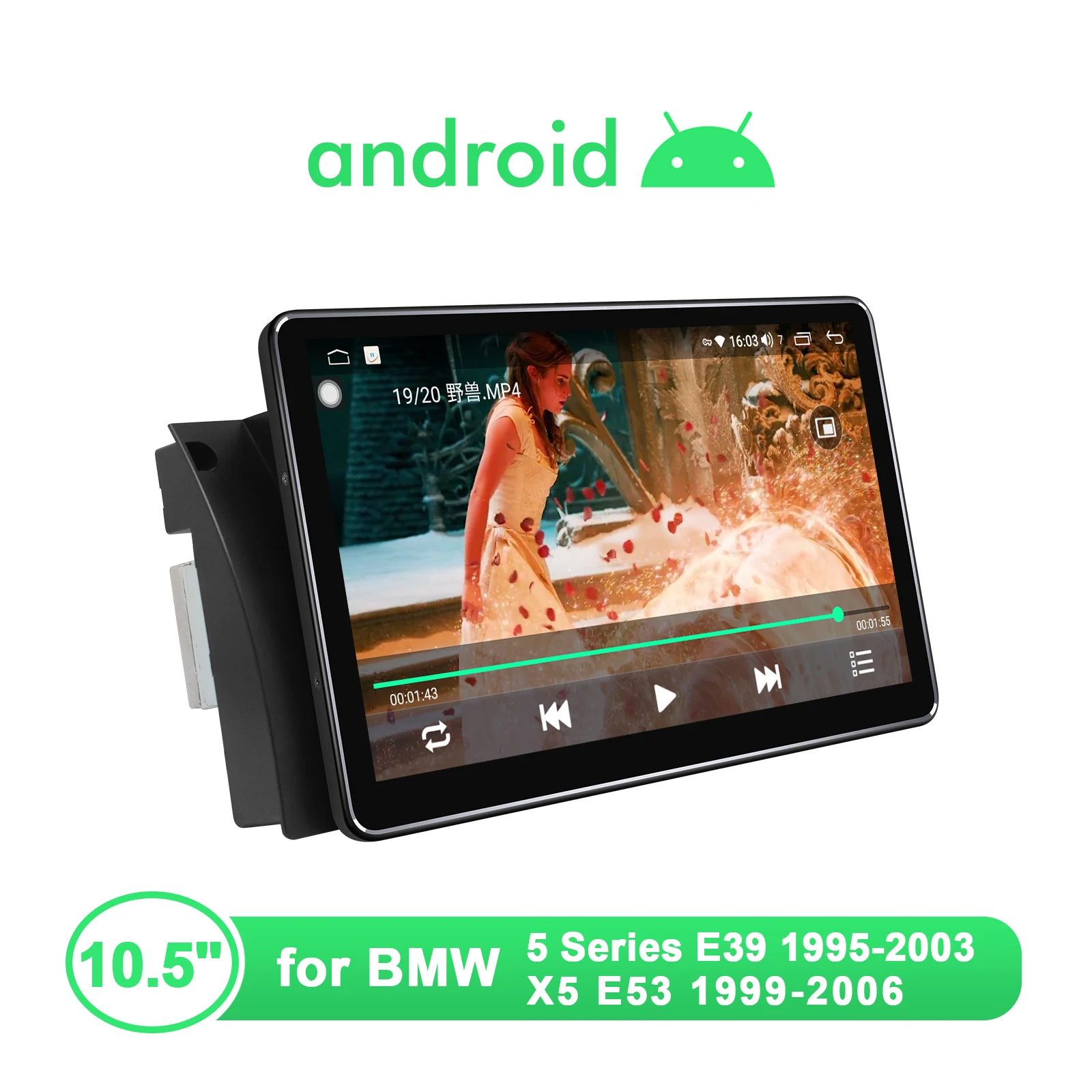 

10.5 Inch Android 10.0 Car Radio Stereo 4GB RAM 64GB ROM 1280*720 Carplay 4G BT For BMW 5 Series E391995-2003 X5 E53 1999-2006