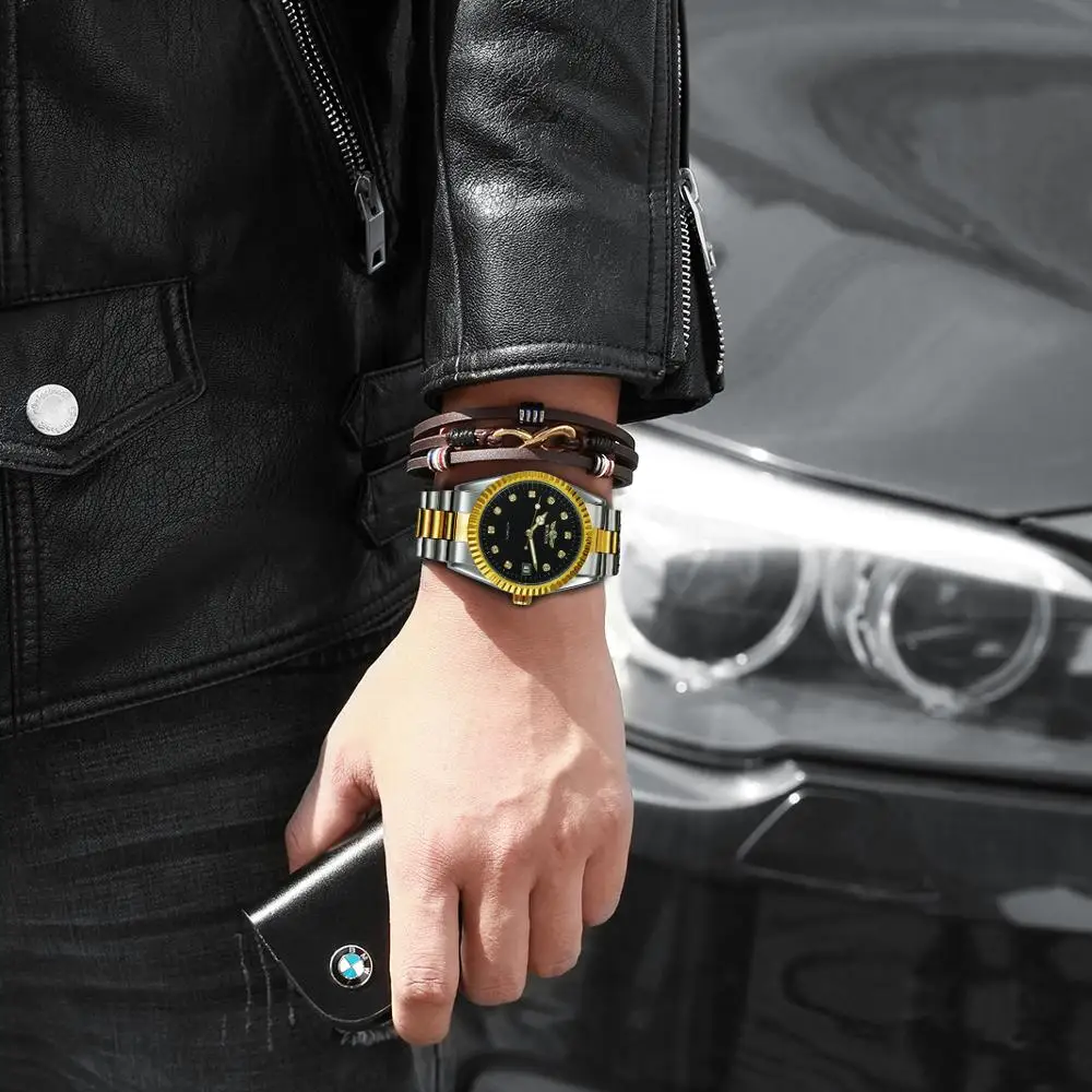 

Luxury Automatic Watch Men Top Brand Classic Mechanical Wristwatch Stainless Steel Strap Rhinestone Clock reloj