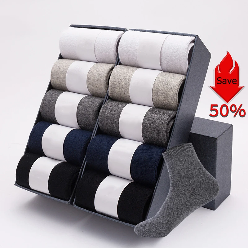 

2021 New Style Men's Cotton Socks Autumn Male long Crew Socks 5pairs /lot Winter Thick Dress Socks Plus Size (6.5-14)