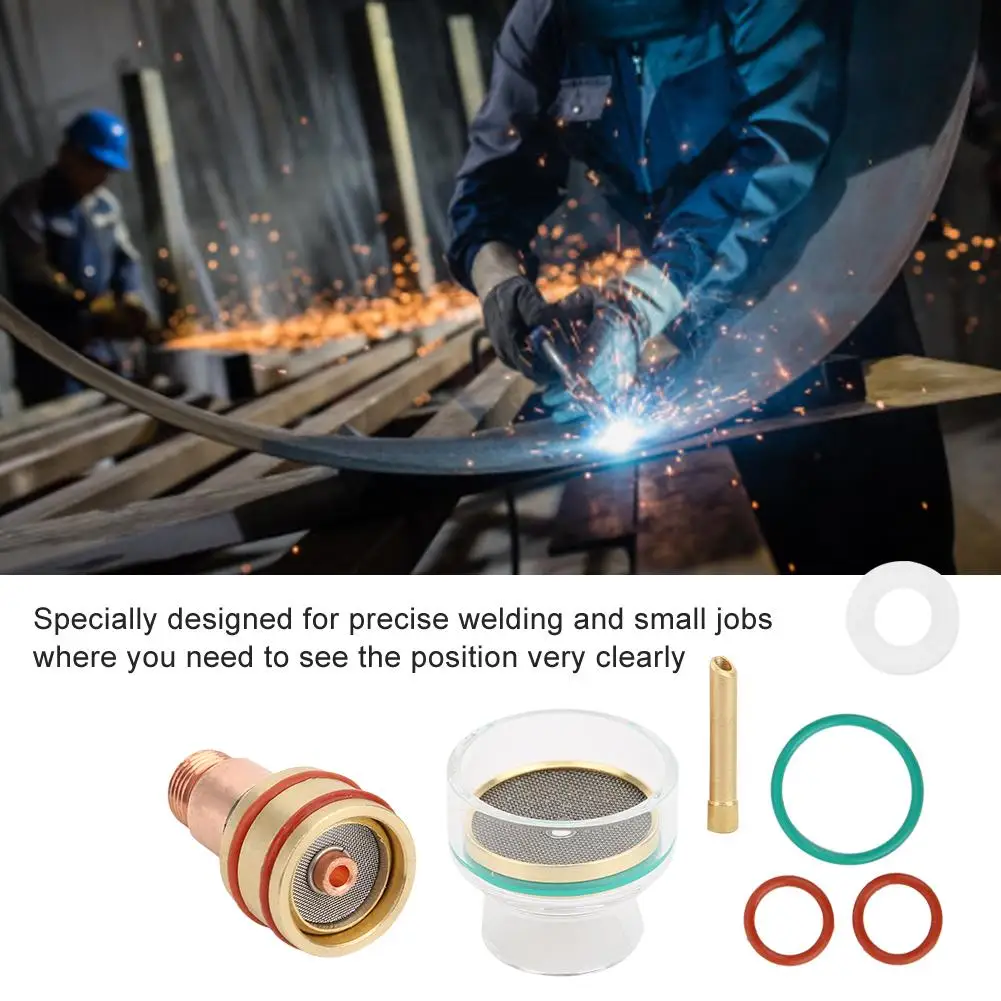 

TIG Welding Tool Kits Torch Stubby Gas Lens for WP17 WP18 WP26 TIG Insulated Glass Cup Spares Kit Durable Practical Accessories