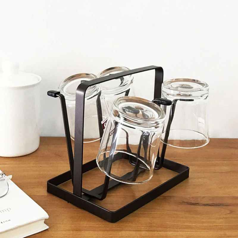 Creative Iron 6 Cups Mug Glass Stand Holder Drying Shelf Home Kitchen Hanging Drainer Storage Rack Accessories |