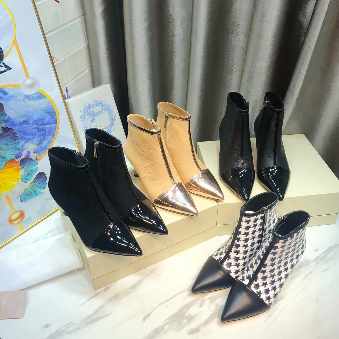 

Large Size34-41 Women Pointed Toe Zipper Winter Boots Ladies Genuine Leather Ankle Boots Zapatos Botines Mujeres Designer Shoes