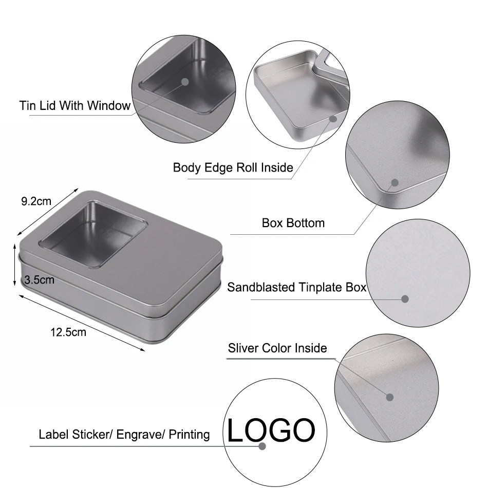 Жестяная коробка прямоугольной формы для конфет мяты |