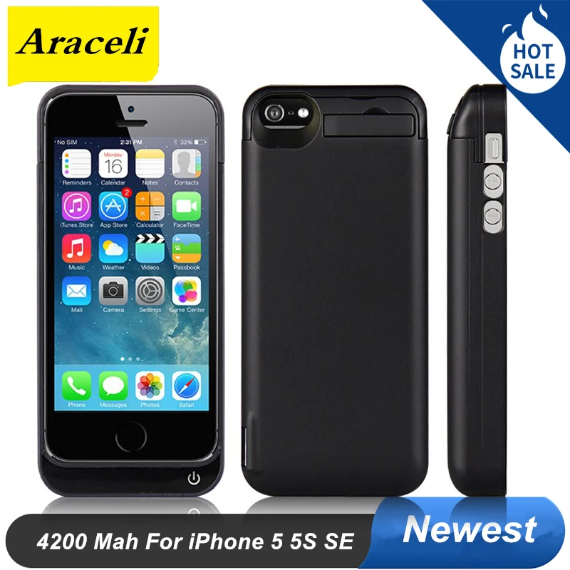 Чехол для Iphone 5 4200 мАч внешний аккумулятор зарядное устройство чехол iPhone 5S SE|Чехлы