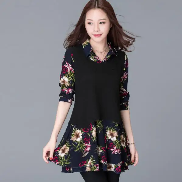 Новинка 2020 корейский стиль весна-осень кимоно туника имитация двух частей