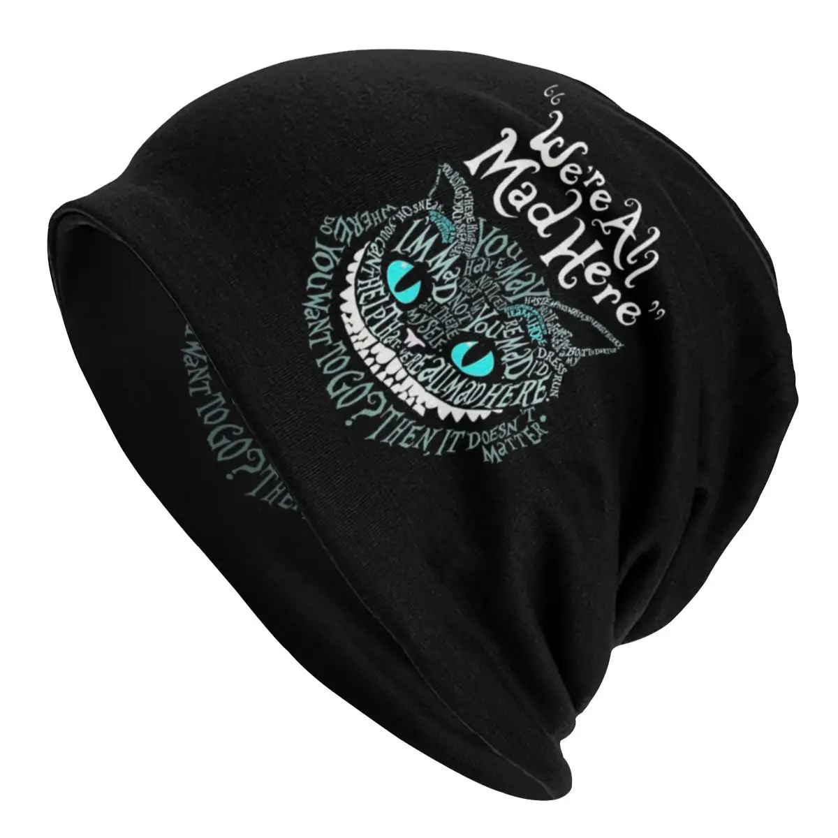 

Cheshire Alice Cat We Re All Mad Here Wonderland Cap Skullies Beanies Hats Men Women's Female Winter Warm Bonnet Knitted Hat